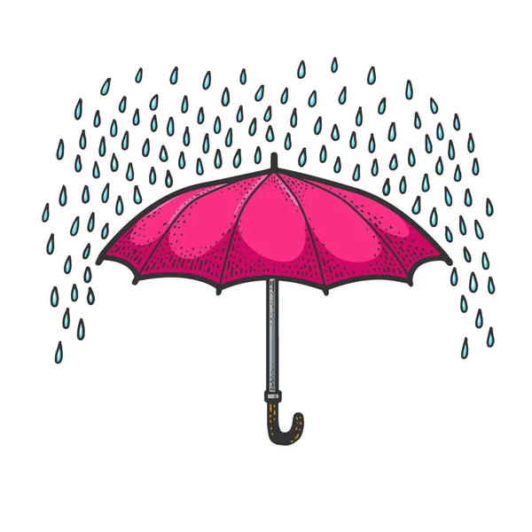 Umbrella protects from rain color line art sketch engraving vector illustration. T-shirt apparel print design. Scratch board imitation. Black and white hand drawn image. — Stock Vector