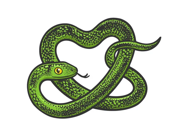 Snake in form of heart symbol color line art sketch engraving vector illustration. T-shirt apparel print design. Scratch board imitation. Black and white hand drawn image. — Stok Vektör