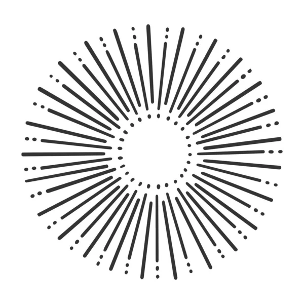 Raggi solari Sunbeam linea arte schizzo incisione vettoriale illustrazione. T-shirt abbigliamento design di stampa. Imitazione del gratta e Vinci. Immagine disegnata a mano in bianco e nero. — Vettoriale Stock