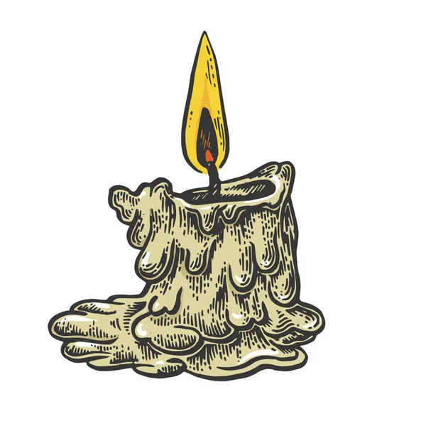 Burning candle color line art sketch engraving vector illustration. T-shirt apparel print design. Scratch board imitation. Black and white hand drawn image. — Διανυσματικό Αρχείο