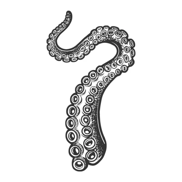 Oktopus tentakel Sketsa makanan laut Vektor ukiran gambar. Desain pakaian bergambar kaos. Imitasi papan gores. Citra gambar tangan hitam dan putih. - Stok Vektor