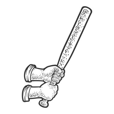 Hands with baseball bat sketch engraving vector illustration. T-shirt apparel print design. Scratch board imitation. Black and white hand drawn image. vector Hands with baseball bat sketch engraving vector illustration. T-shirt apparel print design. Scratch board imitation. Black and white hand drawn image. vector