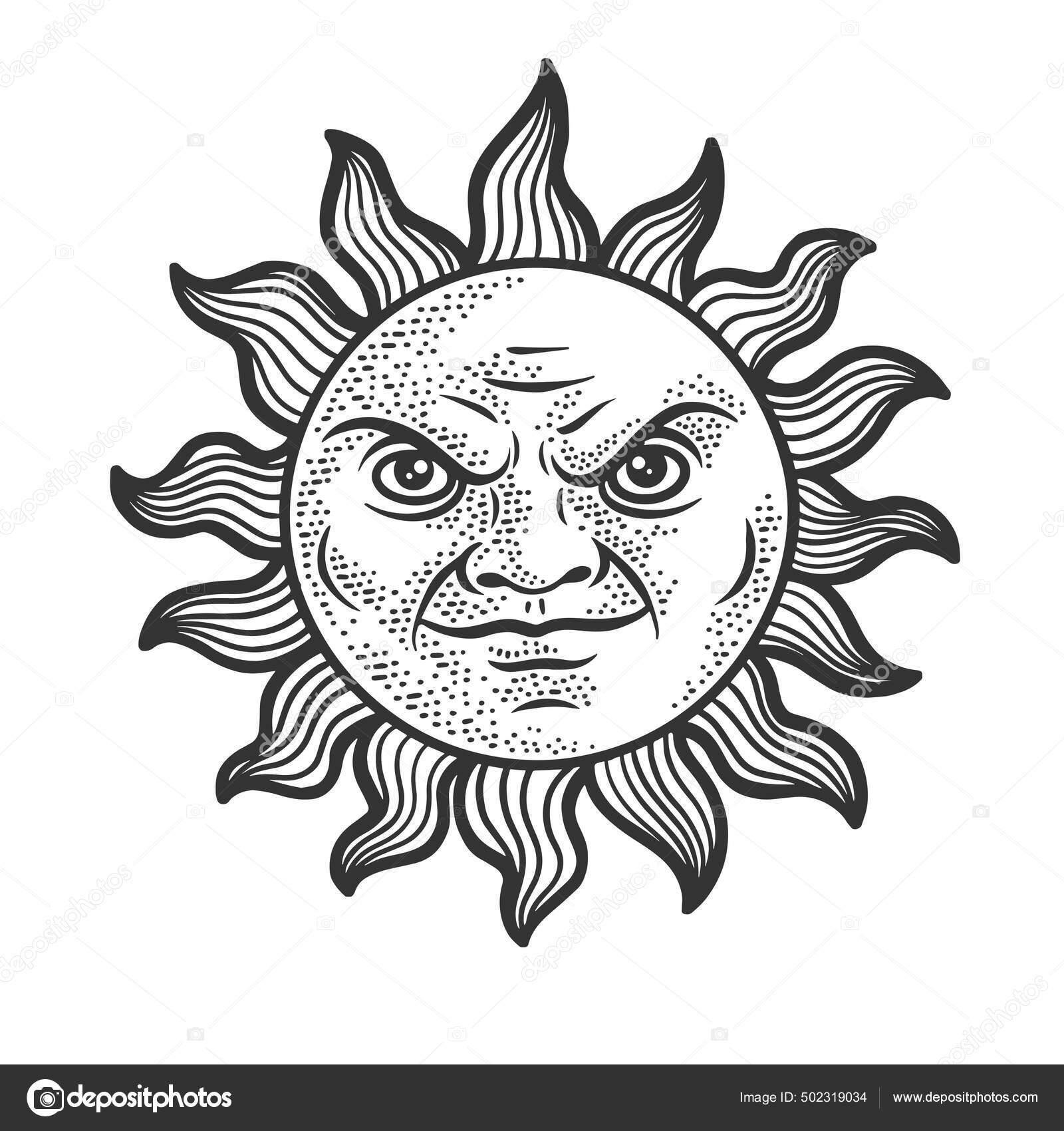 Evil cartoon sun sketch engraving vector illustration. T-shirt apparel print design. Scratch board imitation. Black and white hand drawn image. Stock Vector Image by ©AlexanderPokusay #502319034 Evil cartoon sun sketch engraving vector illustration. T-shirt apparel print design. Scratch board imitation. Black and white hand drawn image. Stock Vector Image by ©AlexanderPokusay #502319034