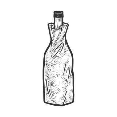 Alcohol bottle in paper bag sketch engraving vector illustration. T-shirt apparel print design. Scratch board imitation. Black and white hand drawn image. vector Alcohol bottle in paper bag sketch engraving vector illustration. T-shirt apparel print design. Scratch board imitation. Black and white hand drawn image. vector