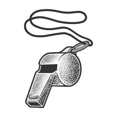 Coach referee sport pea whistle sketch engraving vector illustration. T-shirt apparel print design. Scratch board imitation. Black and white hand drawn image. vector