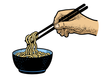 Çin erişteleri yemek çubuklarıyla yenir.