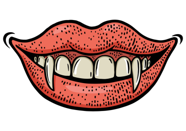 Vampir kızın gülümseme rengi PNG çizimi