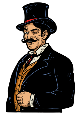 Centilmen göz kırpan renk çizimi PNG illüstrasyonu