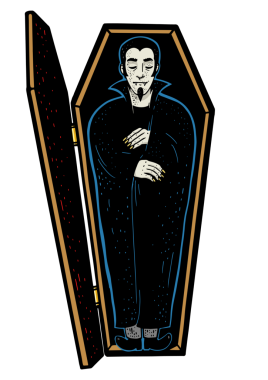 Tabut rengi çizim yapan vampir PNG çizimi