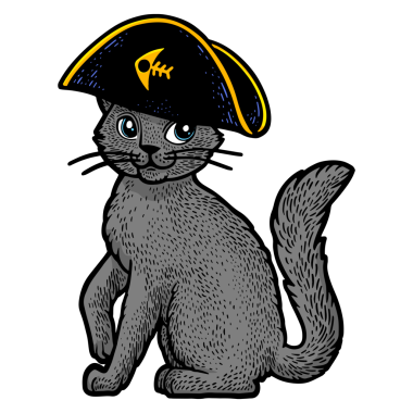 Korsan kedi karakter rengi çizimi PNG