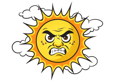 Şeytani kızgın güneş çizgi roman sanatının PNG illüstrasyonu