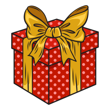 Kurdeleli hediye kutusu ve yaylı pop sanatsal PNG