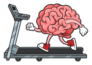 Koşu bandında beyin antrenmanı. Pop Art PNG.