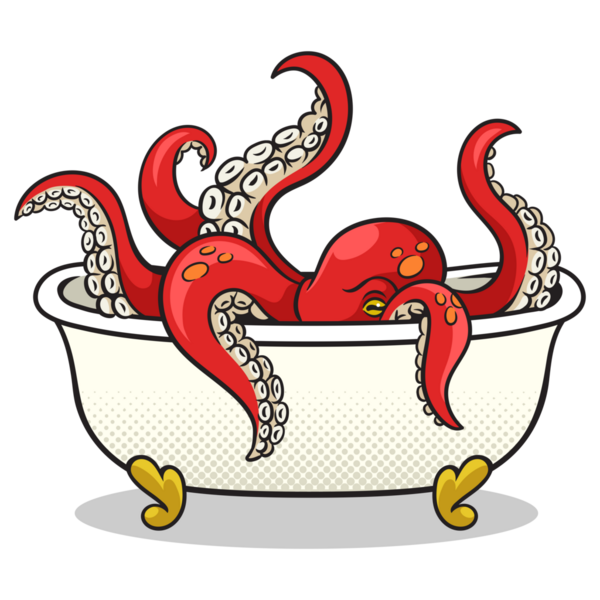 ahtapot banyoda populer sanat PNG illüstrasyonu