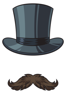 Bıyıklı ve silindir şapkalı pop sanat eseri PNG