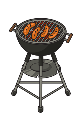 Barbeküde sosisler Pop Art PNG.