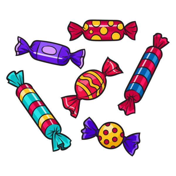 many colorful candies pinup pop art PNG