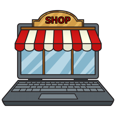 Dizüstü bilgisayar pop sanat PNG illüstrasyonunda çevrimiçi mağaza