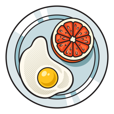 Diyet yemek greyfurt ve çırpılmış yumurta.