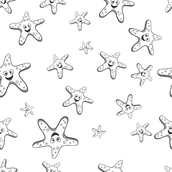 Étoile de mer motif noir et blanc — Image vectorielle