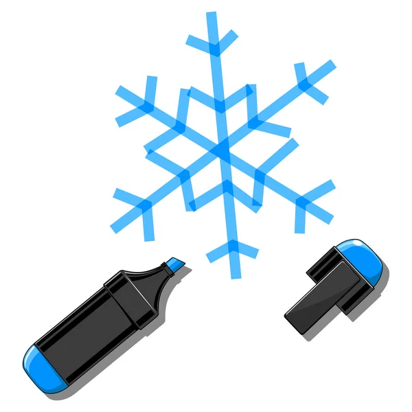 Fiocco di neve e marcatore vettoriale illustrazione — Vettoriale Stock