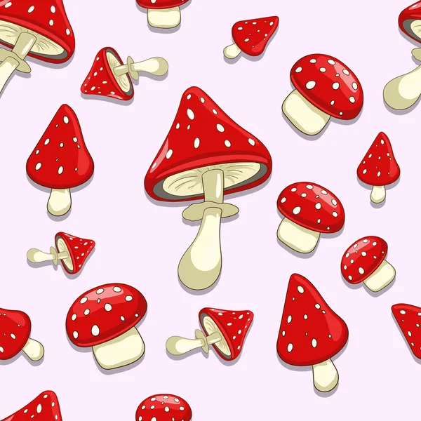 Nahtloser Hintergrund amanita giftige Pilze — Stockvektor