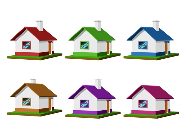Conjunto de casas ilustración vectorial — Vector de stock