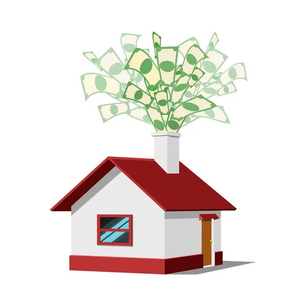 Σπίτι με χρήματα διανυσματικά εικονογράφηση — Διανυσματικό Αρχείο