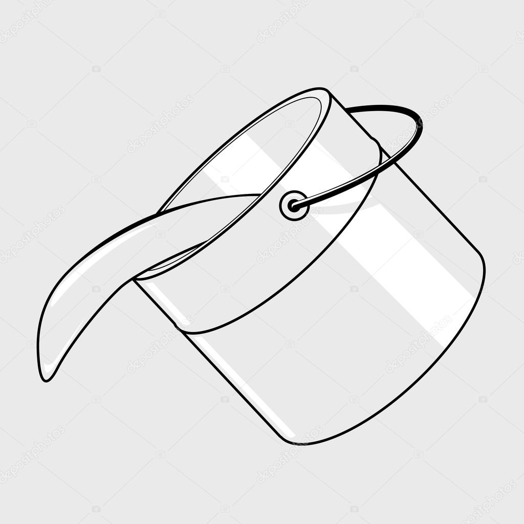 Black line vector bucket illustration