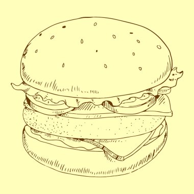 Hamburger yemek vektör çizim