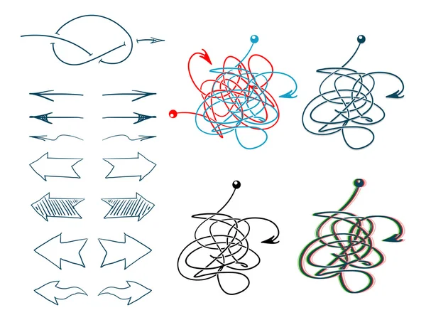 Flèches vectorielles Doodle — Image vectorielle