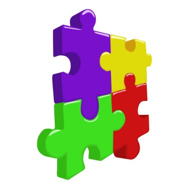 Renk 3d puzzle parçaları vektör çizim