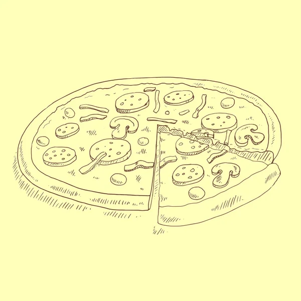 Illustration vectorielle de croquis de pizza — Image vectorielle