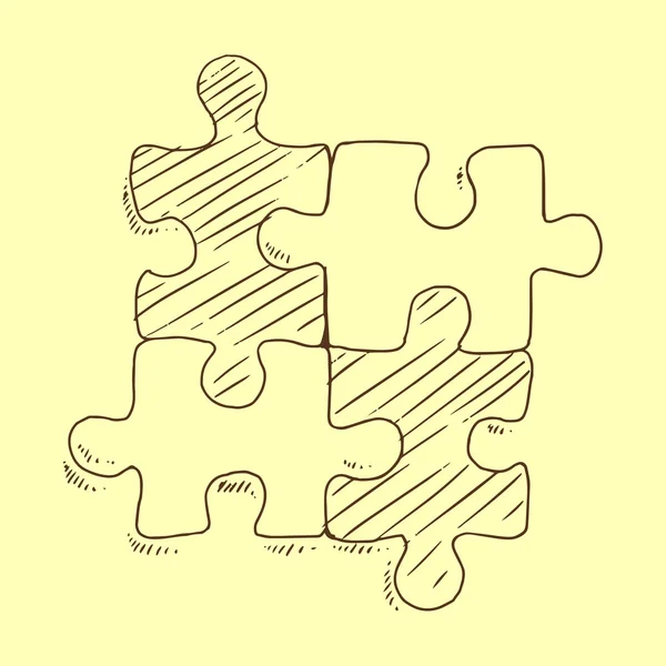 Puzzles piezas planas boceto vector ilustración — Vector de stock