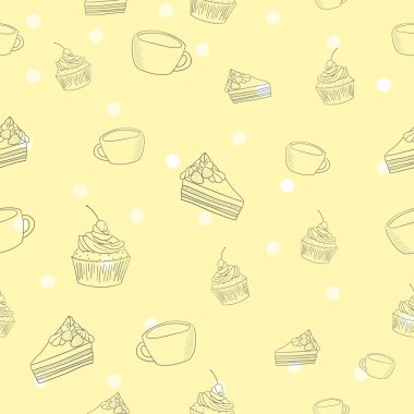 Sorunsuz kahve ve kek tasarlamak vektör