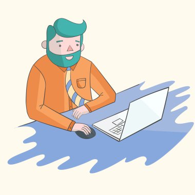 Hipster adam sakal dizüstü laptop ile