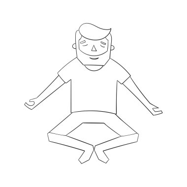 Meditation man black and white vector illustration clipart