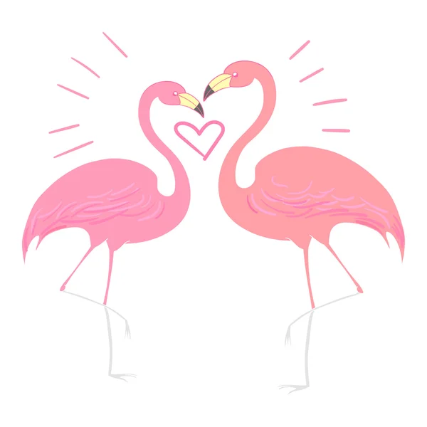 Flamingo ptak z ilustracji wektorowych serca — Wektor stockowy