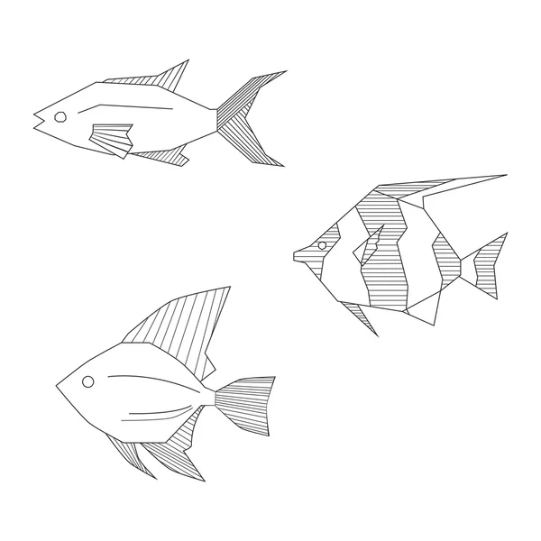 Abstracto vector de peces blanco y negro — Vector de stock