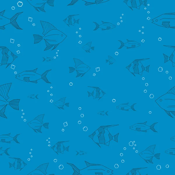 Seamless blue fish pattern vector illustration — Stock Vector