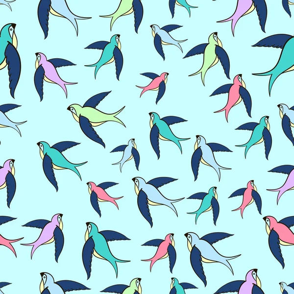 Swallow flying seamless pattern vector — Stock Vector