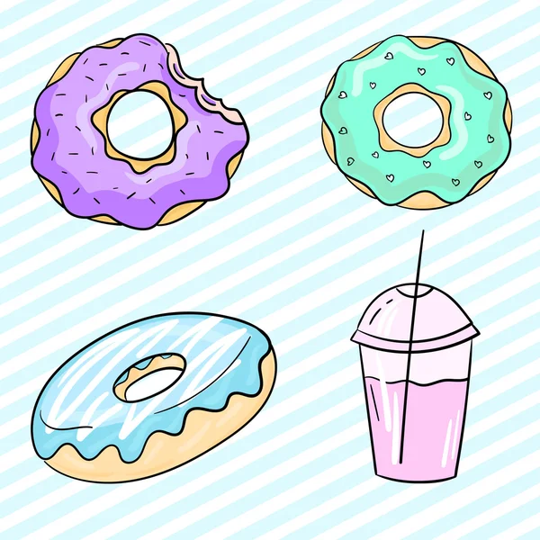 Donut y milkshake vector ilustración — Vector de stock