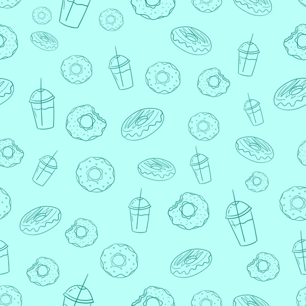 Donut and milkshake seamless background vector — Stock Vector