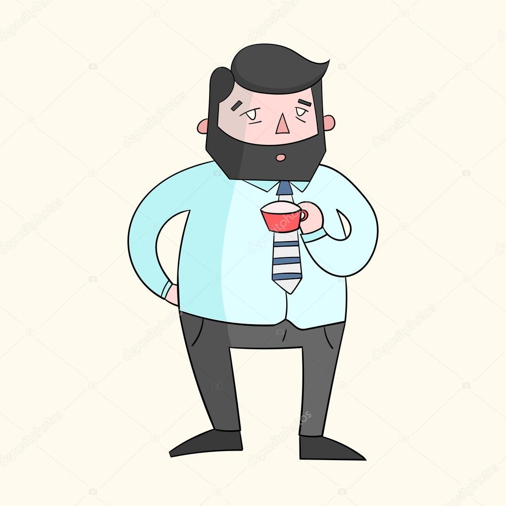 Coffee guy boss color vector illustration