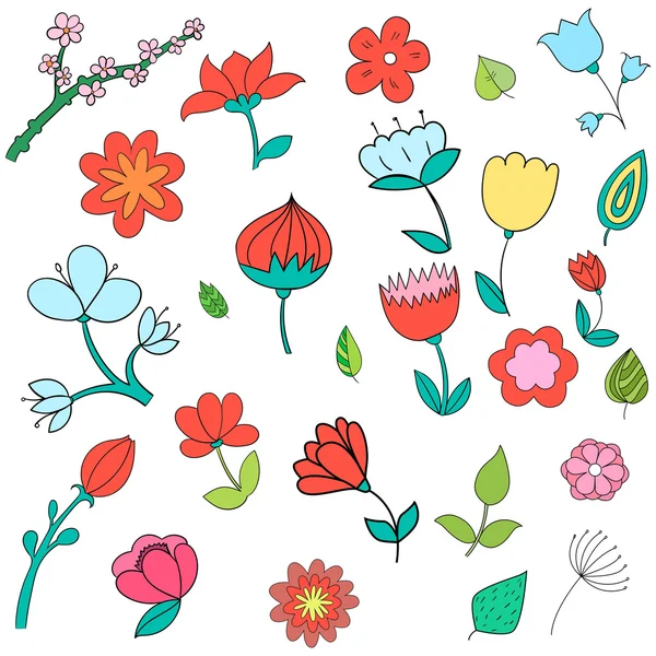 Different color flowers vector illustration — Stock Vector