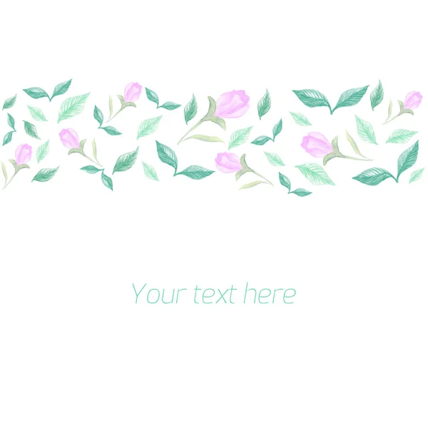 Adorno floral de primavera con marcador de posición de texto — Vector de stock