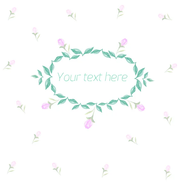 Adorno del círculo floral de primavera con texto — Vector de stock