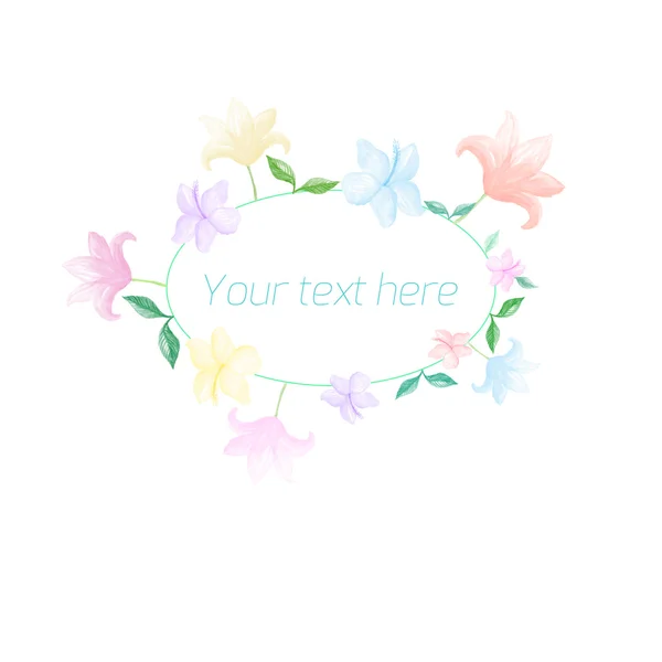 Adorno del círculo floral de primavera con texto — Vector de stock