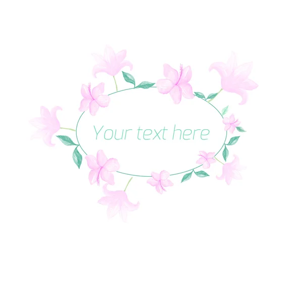 Watercolor floral oval frame pastel color — Stock Vector