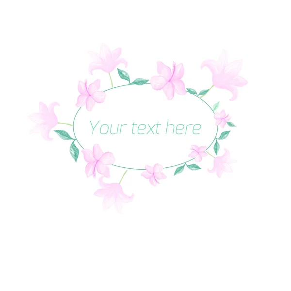 Pastel aquarel floral oval frame-kleur — Stockvector